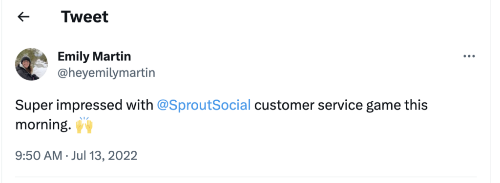 Tweet from a happy Sprout customer